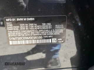 2021 BMW X3 M z VIN 5YMTS0C09M9F98586, wystawiony jako Copart lot #51144682 z przebiegiem Nie podano mil oraz . Historia ofert i sprzedaży dostępna na DreamBid. Obrazek 10.