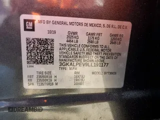 2020 GMC Terrain SLT with VIN 3GKALPEV9LL191177, listed as a Copart auction lot 57800395 with 69,400 mi miles and Salvage title. Bid and sale history available at DreamBid. Image 13.