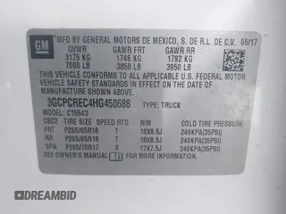 2017 Chevrolet Silverado 1500 LT with VIN 3GCPCREC4HG450688, listed as a IAAI auction lot 41937564 with 82,267 mi miles. Bid and sale history available at carsss.com. Image 9.
