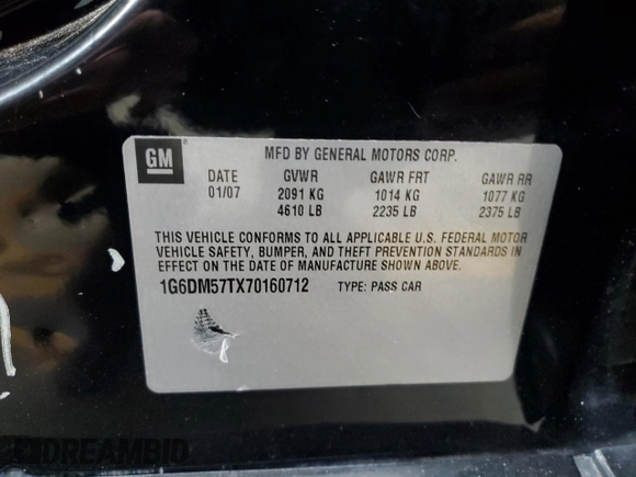2007 Cadillac CTS with VIN 1G6DM57TX70160712, listed as a Copart auction lot 82413504 with 169,127 mi miles and Salvage Title. Bid and sale history available at carsss.com. Image 14.