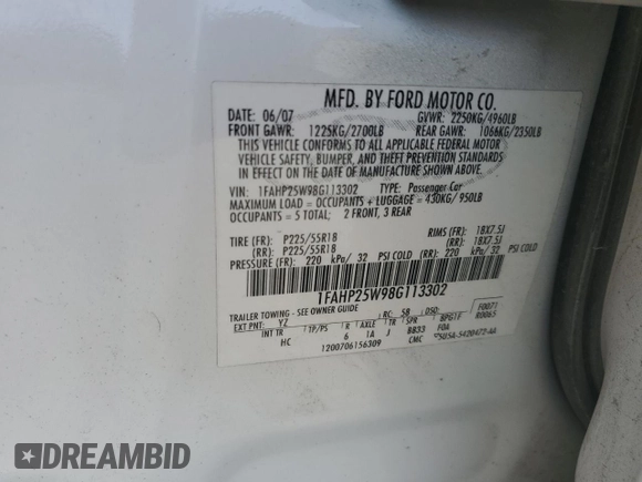 2008 Ford Taurus Limited with VIN 1FAHP25W98G113302, listed as a Copart auction lot 73721114 with 141,172 mi miles and Salvage Title. Bid and sale history available at carsss.com. Image 13.