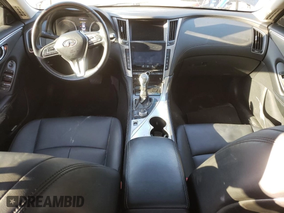 2020 Infiniti Q50 with VIN JN1EV7AR9LM256845, listed as a Copart auction lot 48957995 with 56,980 mi miles and Salvage Title. Bid and sale history available at DreamBid. Image 8.