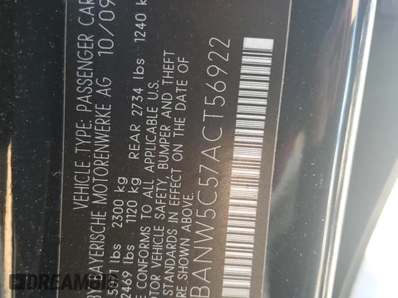 2010 BMW 5 Series 550i with VIN WBANW5C57ACT56922, listed as a Copart auction lot 77617044 with 97,746 mi miles and Clean Title. Bid and sale history available at DreamBid. Image 12.