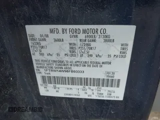 2008 Ford F-150 XL with VIN 1FTRW14W98FB93333, listed as a IAAI auction lot 41986773 with 167,637 mi miles. Bid and sale history available at carsss.com. Image 9.