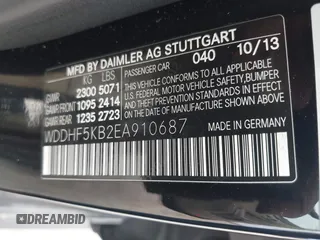 2014 Mercedes-Benz E-Class E 350 Sport with VIN WDDHF5KB2EA910687, listed as a IAAI auction lot 41576215 with 74,726 mi miles. Bid and sale history available at carsss.com. Image 9.