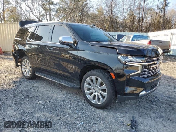 2021 Chevrolet Tahoe Premier with VIN 1GNSKSKD9MR321669, listed as a Copart auction lot 43282815 with 59,648 mi miles and Salvage title. Bid and sale history available at DreamBid. Image 4.