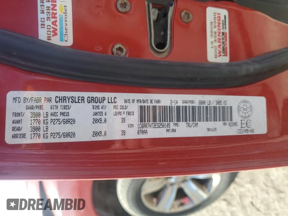 2014 Ram 1500 Sport z VIN 1C6RR7HT2ES250105, wystawiony jako Copart lot #48339505 z przebiegiem 87 403 mil mil oraz Szkoda całkowita • Salvage title. Historia ofert i sprzedaży dostępna na DreamBid. Obrazek 13.
