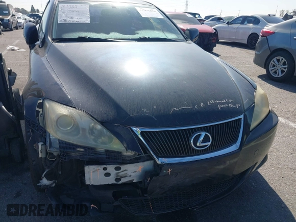 2007 Lexus IS with VIN JTHBK262572057489, listed as a IAAI auction lot 41996856 with 168,839 mi miles. Bid and sale history available at carsss.com. Image 6.