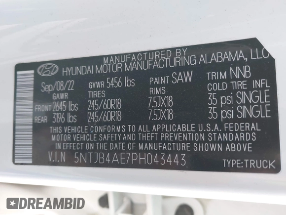 2023 Hyundai Santa Cruz SEL z VIN 5NTJB4AE7PH043443, wystawiony jako IAAI lot #41040006 z przebiegiem 43 504 mil mil oraz . Historia ofert i sprzedaży dostępna na DreamBid. Obrazek 9.
