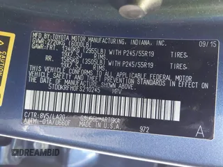2015 Toyota Highlander Limited с VIN 5TDDKRFH0FS210245, выставлен на аукционе IAAI как лот 42796959 с пробегом 137 181 миль миль и . История ставок и продаж доступна на DreamBid. Изображение 9.