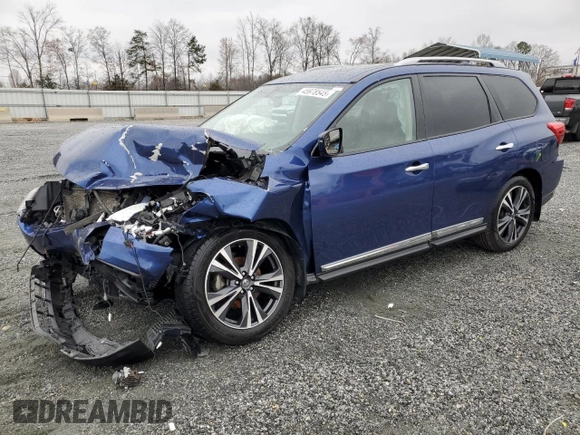 2020 Nissan Pathfinder Platinum with VIN 5N1DR2DM8LC644375, listed as a Copart auction lot 45978545 with 0 mi miles and Salvage Title. Bid and sale history available at carsss.com. Image 1.