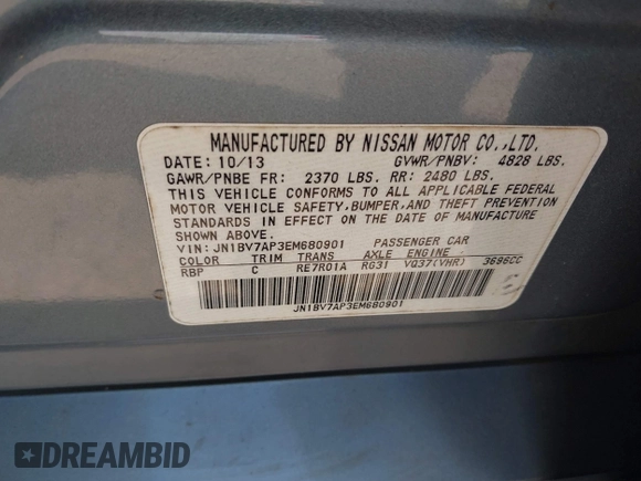 2014 Infiniti Q50 Premium with VIN JN1BV7AP3EM680901, listed as a IAAI auction lot 42143210 with 205,625 mi miles and . Bid and sale history available at carsss.com. Image 9.
