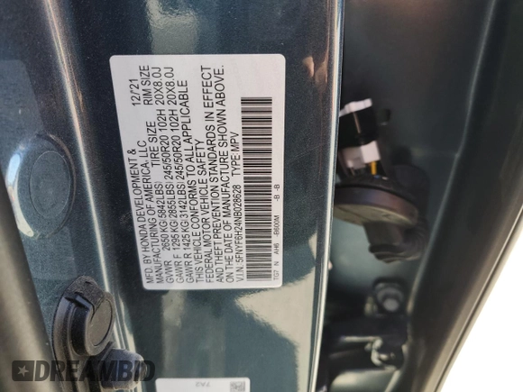 2022 Honda Pilot Special Edition with VIN 5FNYF6H24NB028628, listed as a Copart auction lot 45961075 with 58,935 mi miles and Salvage Title. Bid and sale history available at carsss.com. Image 14.