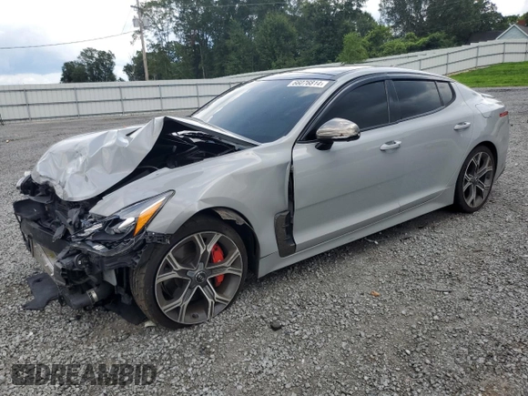 2021 Kia Stinger GT2 with VIN KNAE55LC5M6096640, listed as a Copart auction lot 66076814 with 63,852 mi miles and Salvage Title. Bid and sale history available at carsss.com. Image 1.