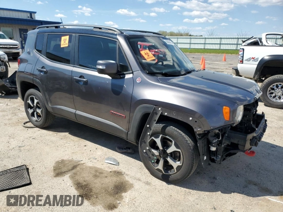 2020 Jeep Renegade Trailhawk with VIN ZACNJBC16LPL73087, listed as a Copart auction lot 55808455 with 83,526 mi miles and Non repairable. Bid and sale history available at DreamBid. Image 4.