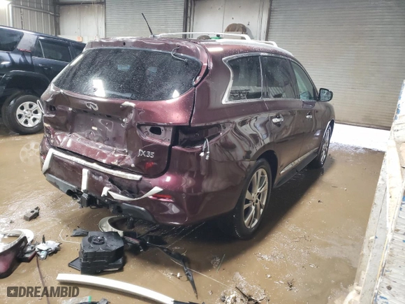 2013 Infiniti JX35 with VIN 5N1AL0MM8DC319168, listed as a Copart auction lot 46666245 with 106,458 mi miles and Salvage Title. Bid and sale history available at carsss.com. Image 3.
