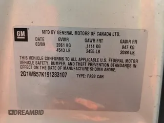 2009 Chevrolet Impala LS with VIN 2G1WB57K191283107, listed as a Copart auction lot 52195425 with Not Provided miles and Non Repairable. Bid and sale history available at DreamBid. Image 13.