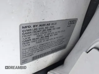 2022 Audi Q3 Premium with VIN WA1AUCF38N1121947, listed as a IAAI auction lot 41548155 with 25,477 mi miles. Bid and sale history available at carsss.com. Image 8.