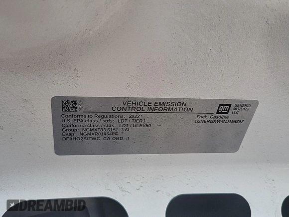 2022 Chevrolet Traverse LT Cloth with VIN 1GNERGKW4NJ158307, listed as a IAAI auction lot 42708260 with 60,990 mi miles and . Bid and sale history available at DreamBid. Image 42.