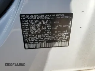 2021 Volkswagen Atlas SE with VIN 1V2PR2CA3MC562630, listed as a Copart auction lot 36489233 with 41,996 mi miles and Salvage title. Bid and sale history available at DreamBid. Image 14.