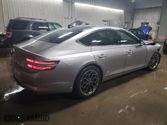 2021 Genesis G80 2.5T with VIN KMTGB4SC0MU044619, listed as a Copart auction lot 80350164 with 26,297 mi miles and Salvage Title. Bid and sale history available at DreamBid. Image 3.