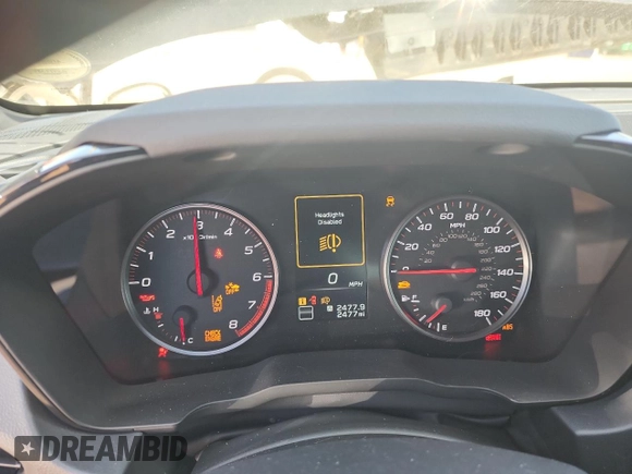 2024 Subaru WRX z VIN JF1VBAB60R9817197, wystawiony jako Copart lot #45712105 z przebiegiem 2 477 mil mil oraz Szkoda całkowita • Salvage title. Historia ofert i sprzedaży dostępna na DreamBid. Obrazek 9.