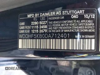 2013 Mercedes-Benz E 350 Luxury with VIN WDDHF5KB0DA712401, listed as a IAAI auction lot 41791069 with 158,609 mi miles and . Bid and sale history available at DreamBid. Image 9.