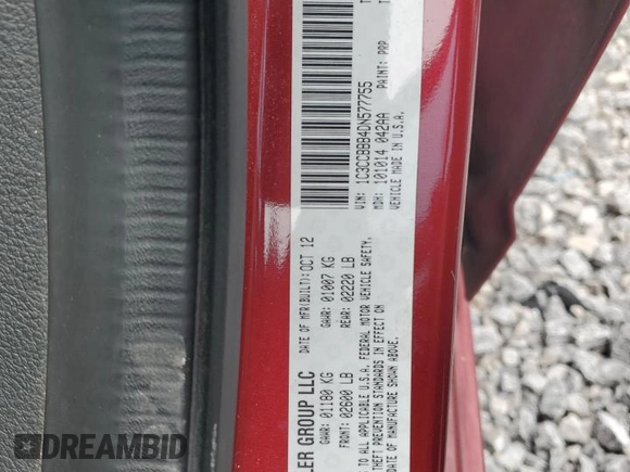 2013 Chrysler 200 Touring z VIN 1C3CCBBB4DN577755, wystawiony jako Copart lot #55904845 z przebiegiem 138 423 mil mil oraz Szkoda całkowita • Salvage title. Historia ofert i sprzedaży dostępna na DreamBid. Obrazek 12.