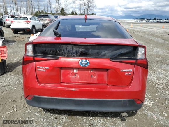 2019 Toyota Prius LE with VIN JTDL9RFU9K3011646, listed as a Copart auction lot 51190575 with 55,982 mi miles and Salvage Title. Bid and sale history available at carsss.com. Image 6.
