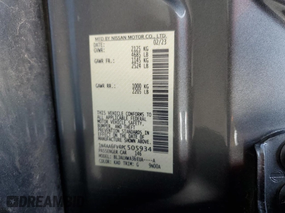 2023 Nissan Maxima Platinum with VIN 1N4AA6FV4PC505934, listed as a Copart auction lot 74889614 with 10,454 mi miles and Salvage title. Bid and sale history available at DreamBid. Image 13.