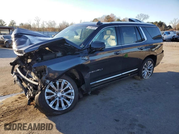 2023 GMC Yukon Denali with VIN 1GKS1DKL9PR275963, listed as a Copart auction lot 85651634 with 0 mi miles and Salvage Title. Bid and sale history available at carsss.com. Image 1.