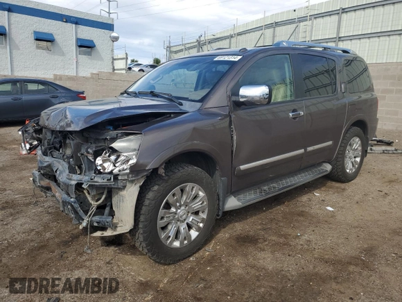2015 Nissan Armada Platinum z VIN 5N1AA0NC6FN602610, wystawiony jako Copart lot #69121314 z przebiegiem 117 166 mil mil oraz Szkoda całkowita • Salvage title. Historia ofert i sprzedaży dostępna na DreamBid. Obrazek 1.