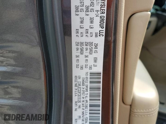 2015 Jeep Grand Cherokee High Altitude with VIN 1C4RJECG3FC615126, listed as a Copart auction lot 47551905 with 120,847 mi miles and Salvage Title. Bid and sale history available at carsss.com. Image 13.