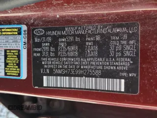 2009 Hyundai Santa Fe Limited z VIN 5NMSH73E99H275588, wystawiony jako Copart lot #59205845 z przebiegiem 142 302 mil mil oraz Szkoda całkowita • Salvage title. Historia ofert i sprzedaży dostępna na DreamBid. Obrazek 13.
