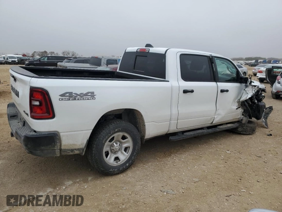 2025 Ram 1500 with VIN 1C6SRFNP3SN608731, listed as a Copart auction lot 42636735 with 7,736 mi miles and Salvage title. Bid and sale history available at DreamBid. Image 3.