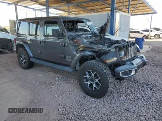 2019 Jeep Wrangler Unlimited Sahara with VIN 1C4HJXENXKW617130, listed as a Copart auction lot 47091255 with Not provided miles and Salvage title. Bid and sale history available at DreamBid. Image 4.