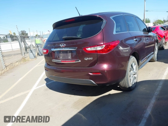 2014 Infiniti QX60 Hybrid with VIN 5N1CL0MM3EC548271, listed as a IAAI auction lot 42093901 with 139,377 mi miles and . Bid and sale history available at DreamBid. Image 4.