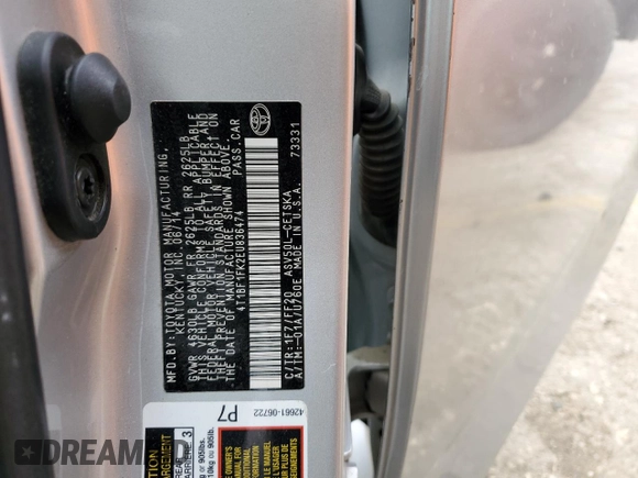 2014 Toyota Camry L with VIN 4T1BF1FK2EU836474, listed as a Copart auction lot 49423395 with 135,809 mi miles and Salvage Title. Bid and sale history available at carsss.com. Image 14.