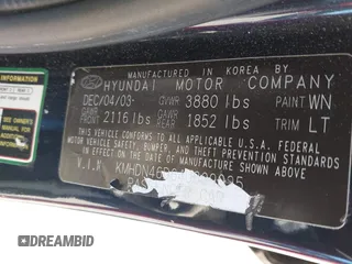 2004 Hyundai Elantra GLS z VIN KMHDN46D64U809095, wystawiony jako IAAI lot #42305429 z przebiegiem Nie podano mil oraz . Historia ofert i sprzedaży dostępna na DreamBid. Obrazek 9.