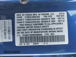 2021 Honda CR-V EX z VIN 7FARW1H53ME008424, wystawiony jako IAAI lot #41900280 z przebiegiem 138 732 mil mil oraz . Historia ofert i sprzedaży dostępna na DreamBid. Obrazek 9.