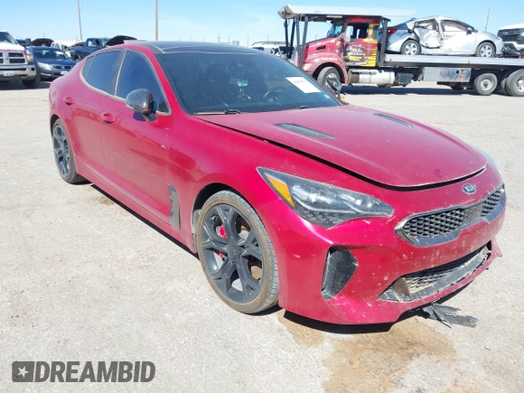 2019 Kia Stinger GT1 with VIN KNAE45LC4K6058140, listed as a IAAI auction lot 41859753 with 63,847 mi miles and . Bid and sale history available at DreamBid. Image 1.
