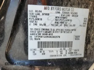 2004 Ford F-150 XLT z VIN 1FTPW14594KD82578, wystawiony jako Copart lot #61647295 z przebiegiem 195 629 mil mil oraz Szkoda całkowita • Salvage title. Historia ofert i sprzedaży dostępna na DreamBid. Obrazek 13.