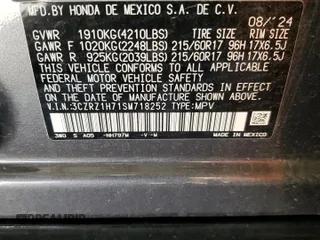 2025 Honda HR-V EX-L with VIN 3CZRZ1H71SM718252, listed as a Copart auction lot 47540315 with 14,066 mi miles and Salvage Title. Bid and sale history available at carsss.com. Image 14.