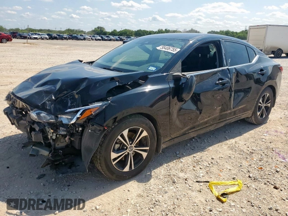 2021 Nissan Sentra SV with VIN 3N1AB8CV0MY329493, listed as a Copart auction lot 58406755 with 75,493 mi miles and Salvage title. Bid and sale history available at DreamBid. Image 1.