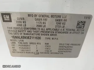 2014 Chevrolet Equinox LS with VIN 1GNALAEK9EZ111636, listed as a IAAI auction lot 41526634 with 79,451 mi miles. Bid and sale history available at carsss.com. Image 9.