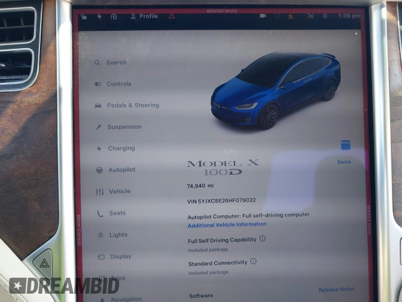 2017 Tesla Model X 90D z VIN 5YJXCBE26HF079022, wystawiony jako IAAI lot #41847954 z przebiegiem 74 940 mil mil oraz . Historia ofert i sprzedaży dostępna na DreamBid. Obrazek 7.
