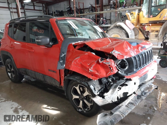 2019 Jeep Renegade Trailhawk with VIN ZACNJBC10KPK40100, listed as a IAAI auction lot 41096553 with 41,384 mi miles and . Bid and sale history available at DreamBid. Image 1.
