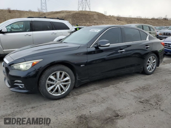 2017 Infiniti Q50 2.0t Premium with VIN JN1CV7AR6HM680479, listed as a Copart auction lot 46862215 with 75,920 mi miles and Salvage Title. Bid and sale history available at carsss.com. Image 1.