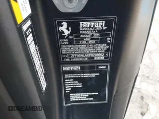 2023 Ferrari SF90 с VIN ZFF95NLAXP0298692, выставлен на аукционе IAAI как лот 41630186 с пробегом 390 миль миль и . История ставок и продаж доступна на DreamBid. Изображение 9.