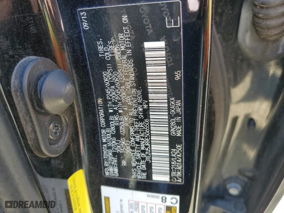 2014 Toyota 4Runner SR5 with VIN JTEZU5JR9E5065506, listed as a Copart auction lot 60133174 with 0 mi miles and Salvage Title. Bid and sale history available at carsss.com. Image 13.